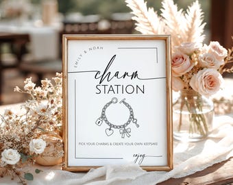 Charm Bar Sign DIY,Bracelet Station Party Activity, Make Your Own Keepsake Editable Template