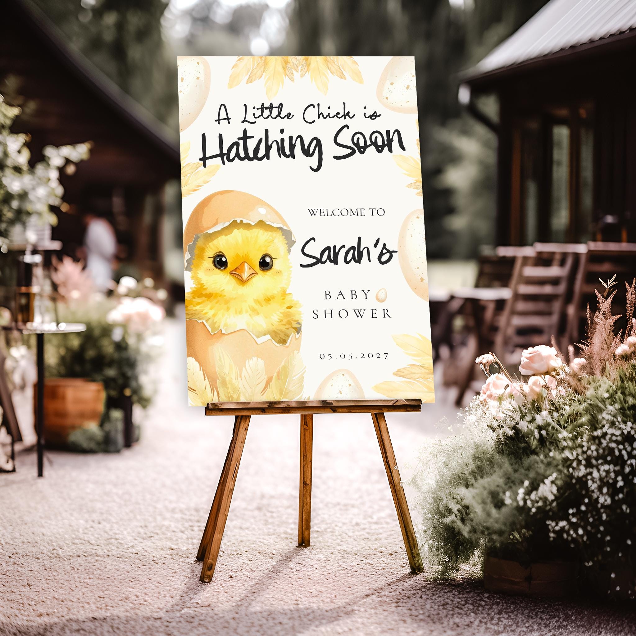 Hatching Soon Baby Shower Welcome Sign, Chick Baby Shower Sign, Spring ...