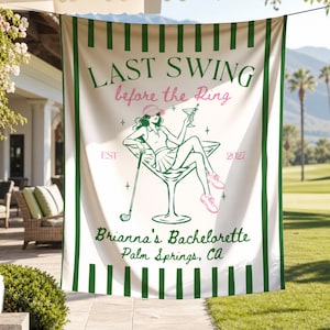 Last Swing Before the Ring Bachelorette Banner,Golf Bachelorette Backdrop, Country Club Bach Party Wall Tapestry