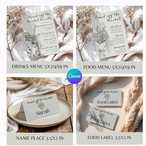 A display of printable signs including table cards and games on a neutral background.