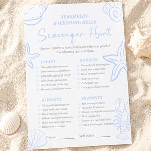 Beach Bachelorette Scavenger Hunt Game | Coastal Seashell Hen Party Canva Template (Digital Download)