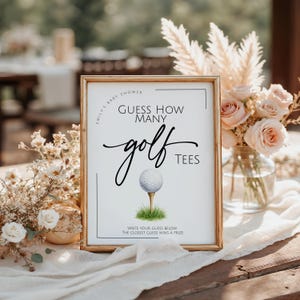 Raad eens hoeveel golft-shirts er in de pot zitten, bord golfbabyshower, bewerkbaar canvas 5 x 7 8 x 10