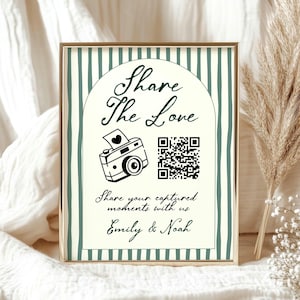 Share The Love Sign, Wedding QR Code Sign, Wedding Photo Sharing Sign, Guest Photo Upload, Minimalist Wedding Decor