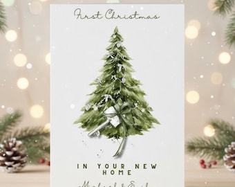 Weihnachtskarte für das neue Zuhause – 5x7 Digitaler Download – Personalisierbar mit Namen – Individueller Text – Druckbare Weihnachtskarte für das neue Haus