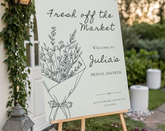 Fresh Off the Market Welcome Sign Template | Farmers Market Bridal Shower Welcome Poster | Editable Canva Sign 18x24 24x36 A2