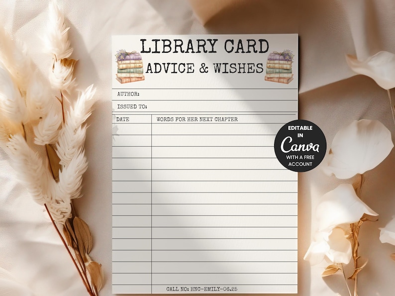 Her Next Chapter Advice and Wishes for the Bride, Book Themed Bridal Shower Game, 4x6 & 5x7 Canva Editable image 1