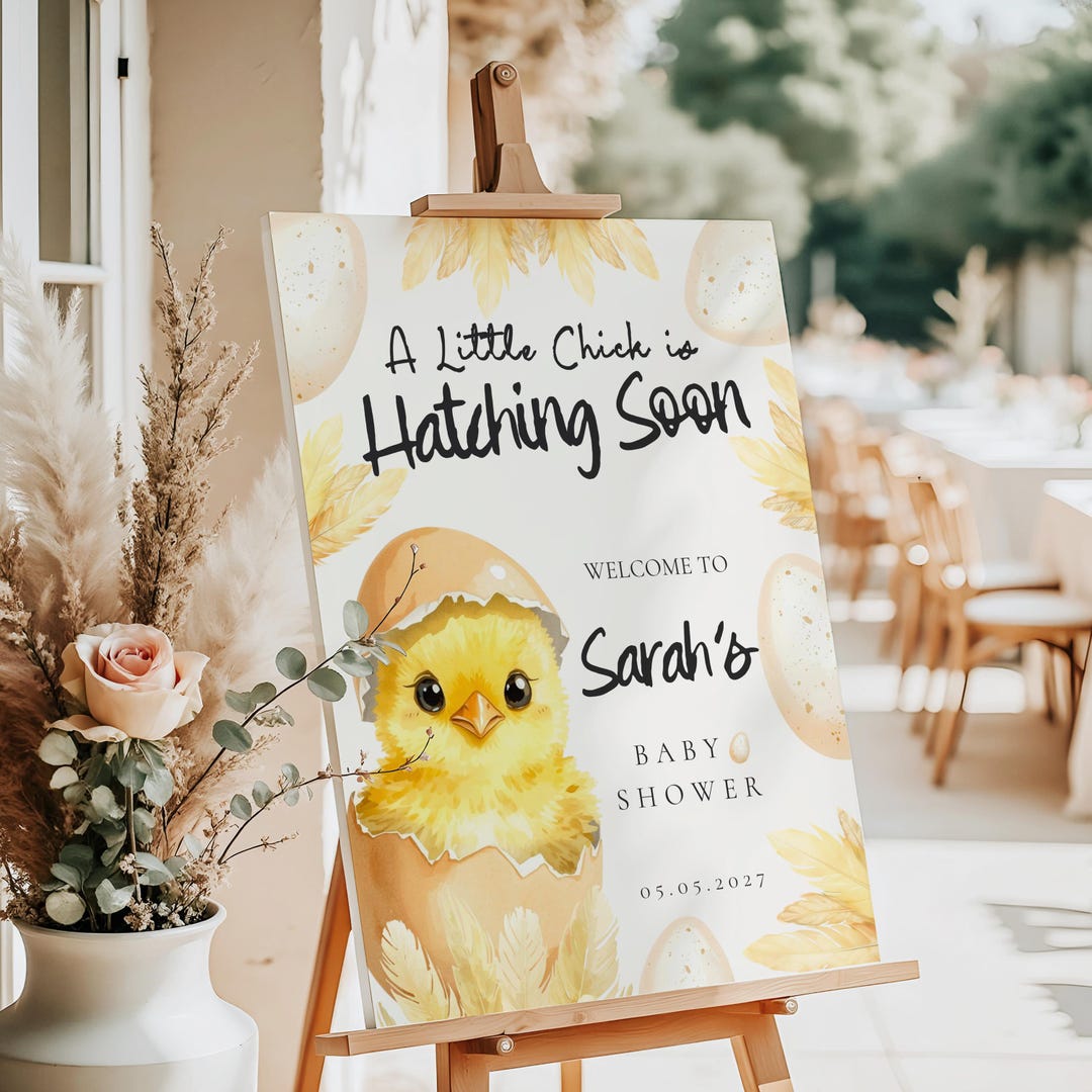 Hatching Soon Baby Shower Welcome Sign, Chick Baby Shower Sign, Spring ...