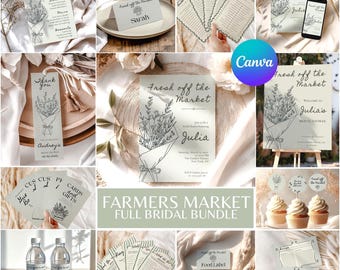 Frisch vom Markt Brautdusche Bundle, sie ist vom Markt Markt Komplett Kit, Canva