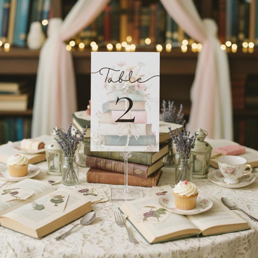 Her Next Chapter Table Numbers Template, Editable Canva Table Cards 5x7 ...