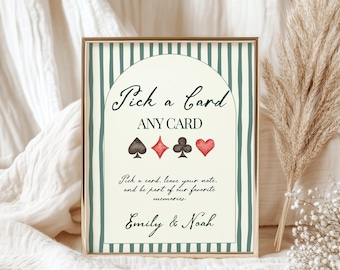 Playing Card Guest Book Sign, Pick A Card Any Card Wedding Canva Template 8x10 5x7