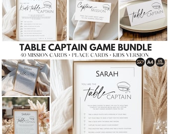 Hochzeit Tischkapitän Spiel Kit, 40 Missionskarten, Tischkarten, Kinder Version, Empfang Eisbrecher, bearbeitbare Canva Vorlage