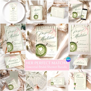 Matcha Brautdusche Bundle, sie fand ihr perfektes Matcha Komplettes Party Kit, Canva