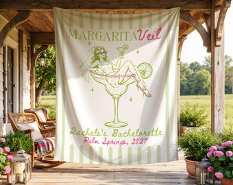 Margarita Veil Bachelorette Banner, Personalized Margarita Bach Party Backdrop, Margs and Matrimony Wall Tapestry, Fiesta Decor