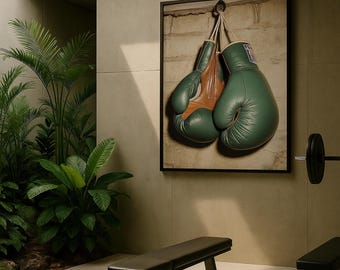 Impresión de guantes de boxeo vintage: Arte mural editorial Sportcore (descarga digital)