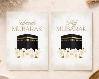 Hajj/Umrah Mubarak Card with Message, Envelope Included, Islamic Congratulations Greeting Card, Muslim Gift