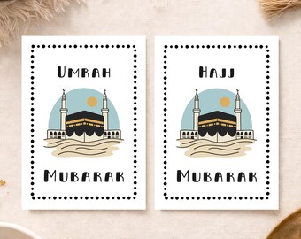 Umrah/Hajj Mubarak Card with Message, Envelope Included, Islamic Congratulations Greeting Card, Muslim Gift