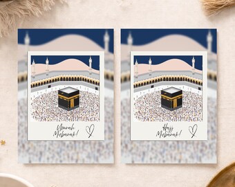 Hajj/Umrah Mubarak Greeting Card with Message Inside, Islamic Congratulations, Muslim Gift, Envelope Included