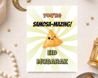 Funny Kids Eid Card with Message, Islamic Greeting Card, Envelope Included, Muslim Childrens Gift