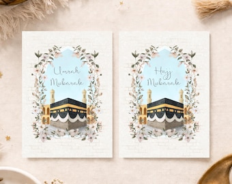 Umrah/Hajj Mubarak Greeting Card with Message Inside, Islamic Congratulations, Muslim Gift, Envelope Included