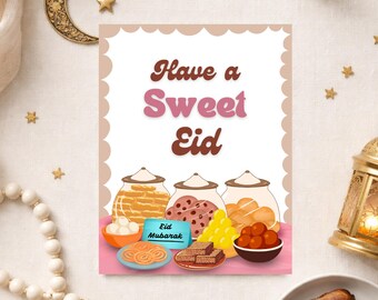 Kids Eid Card with Message Inside, Envelope Included, Islamic Greeting Card, Muslim Children Gift