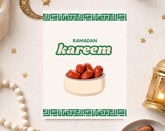 Ramadan Kareem Card with Message Inside, Islamic Greeting Card, Envelope Included, Muslim Gift