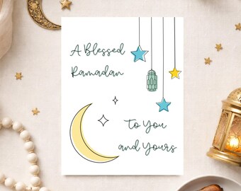 Ramadan Card with Message Inside, Islamic Greeting Card, Envelope Included, Muslim Gift