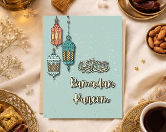 Ramadan Kareem Card with Message Inside, Islamic Greeting Card, Envelope Included, Muslim Gift