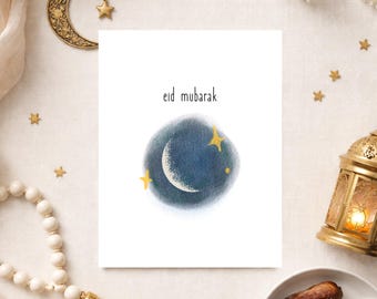 Minimalist Eid Mubarak Card with Message Inside, Islamic Greeting Card, Envelope Included, Muslim Gift