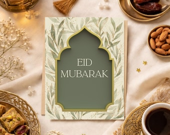 Eid Mubarak Card with Message Inside, Islamic Greeting Card, Envelope Included, Muslim Gift