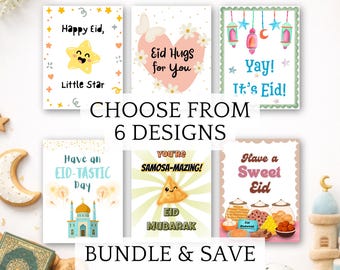 Kids Eid Cards (Variety Pack) with Rhyming Messages, Muslim Childrens Eid Mubarak Gift