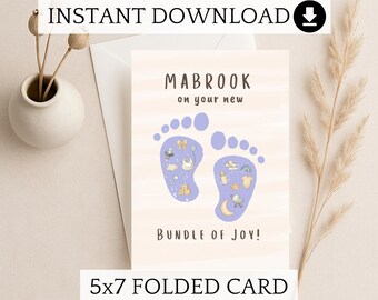 Islamic Newborn Baby Congratulations Card – Aqiqah Baby Shower Gift (Digital Download)