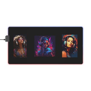 LED Gaming Mouse Pad with Colorful Headphone Designs, Ideal for Gamers, Desk Accessories, Home Office Setup, Tech Gifts, Gaming Room Decor