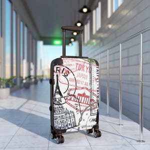 Travel Suitcase with Travel Themed Design, Stylish Luggage for Adventurers, Perfect for Vacation, Business Trips, and Gifts