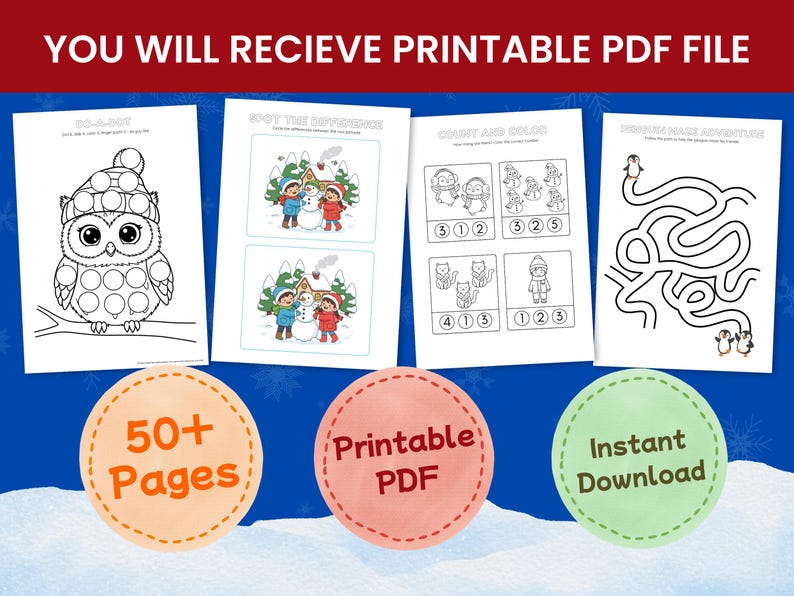 Winter Activity Pack for Kids | 50+ Printable Worksheets for Toddlers ...