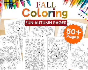 50+ Fall Coloring Pages for Kids | Autumn Printable Activity Pack | Preschool & Kindergarten Coloring Sheets | PDF Download