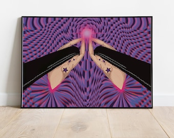 Never Apart III – Psychedelic Woman Digital Art Print, Surreal Feminine Energy Poster, Trippy Pop Wall Decor, Mystical Art, Digital Download