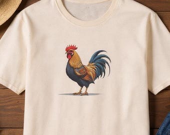 Colorful Rooster T-Shirt - Fun & Festive Farm Animal Apparel