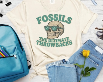 Hilarious Fossil Find: Vintage Skull Design Shirt for Paleontology Enthusiasts