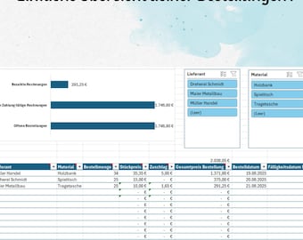 Excel order overview for small businesses