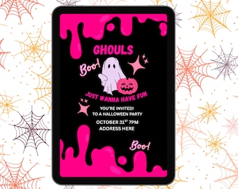 GHOULS Just Wanna Have Fun Halloween editable invitation!