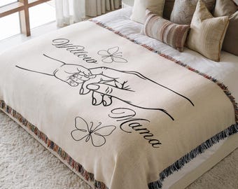 Personalize First Mothers day Gift, Custom Blanket, 1st Mother's Day , Girl and Boy, Floral Sentimental Gift Mom, Nursery Blanket, New Mum