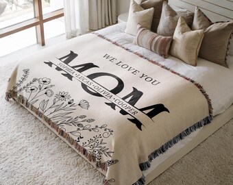 Personalized Mama Blanket with Kids Names, Mothers day Group Gift, Floral Sentimental Gift Mom Birthday Gift, Custom Family Blanket