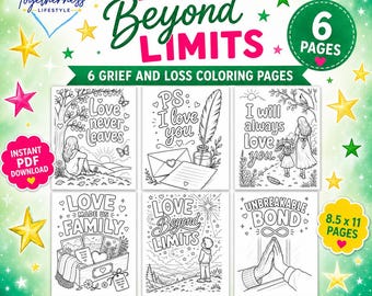 Amore senza limiti - Pagine da colorare su dolore e perdita / Pacchetto stampabile a tema amore / Pagine da colorare per adulti / Download immediato in PDF