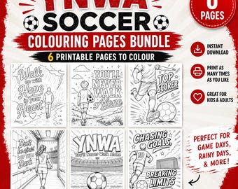 Pagine da colorare di calcio YNWA / 6 fogli stampabili per tifosi di calcio You'll Never Walk Alone (Download digitale)