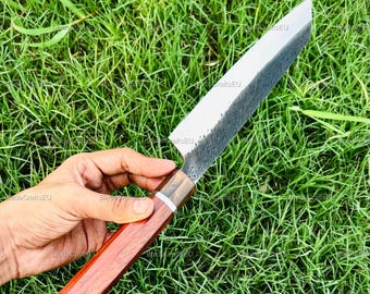 Handgesmeed koksmes van koolstofstaal: gehamerd lemmet