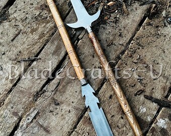 Handgemaakte Vikingspeer | Noorse replica van koolstofstaal met handvat van palissander