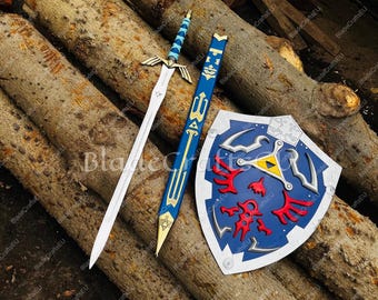 Handgemaakte replica Zelda-zwaard: roestvrijstalen hoofdzwaard met schede