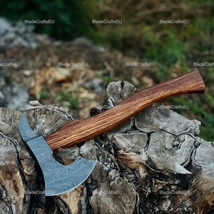 Handmade Damascus Steel Tomahawk, Hatchet Axe Camping Axe Hand Forged Viking Axe, Custom Damascus Blade Axe with Rosewood Handle, Best Gifts