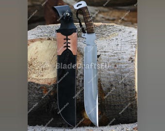 Handgesmeed bowiemes: 5160 verenstaal, palissander handvat