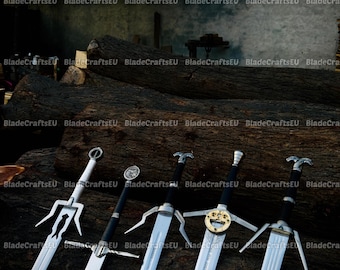 Handgemaakte Witcher-zwaardset: roestvrijstalen decoratieve replica's